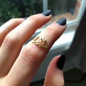 Triple Triangle Gold Midi Ring